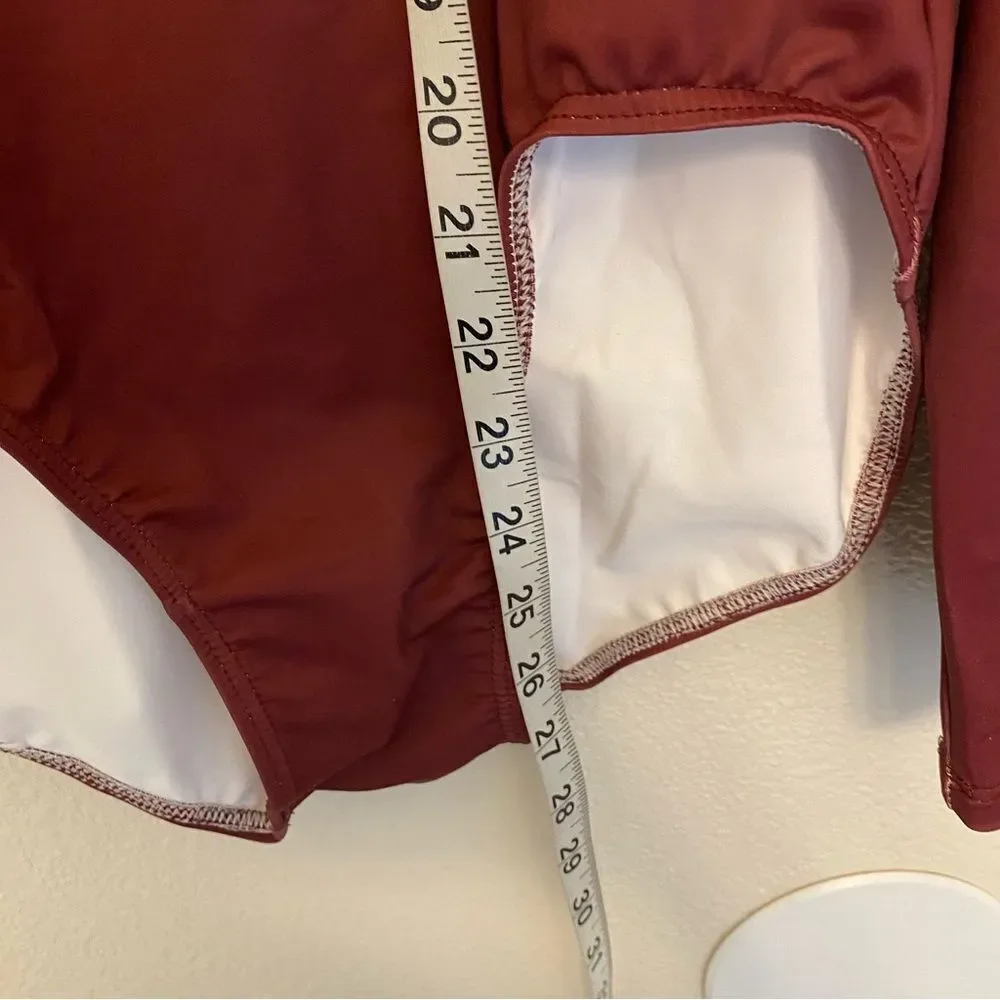 WEISSMAN Balera Dance Burgundy red Fierce Long Sleeve Leotard PL10477 MA
